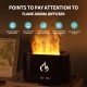 Waterless aroma diffuser with realistic flame effect, mist, and aromatherapy, perfect for relaxation and stress relief.