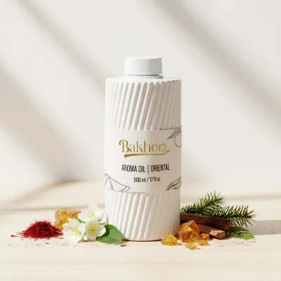 Bakhory Oriental Aroma Oil 500ML – Exotic Oriental Floral Fragrance with Saffron, Jasmine & Amber Woods
