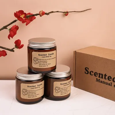 شموع بخوري المعطرة برائحة الياسمين – طقم 3 شموع 100جرام تدوم 20 ساعة لتزيين المنزل والاسترخاء